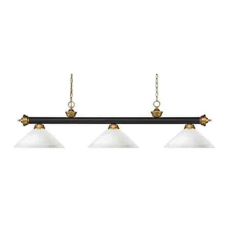 Z-Lite Riviera 3 Light Billiard Light, Bronze + Satin Gold & Matte Opal 200-3BRZ+SG-AMO14